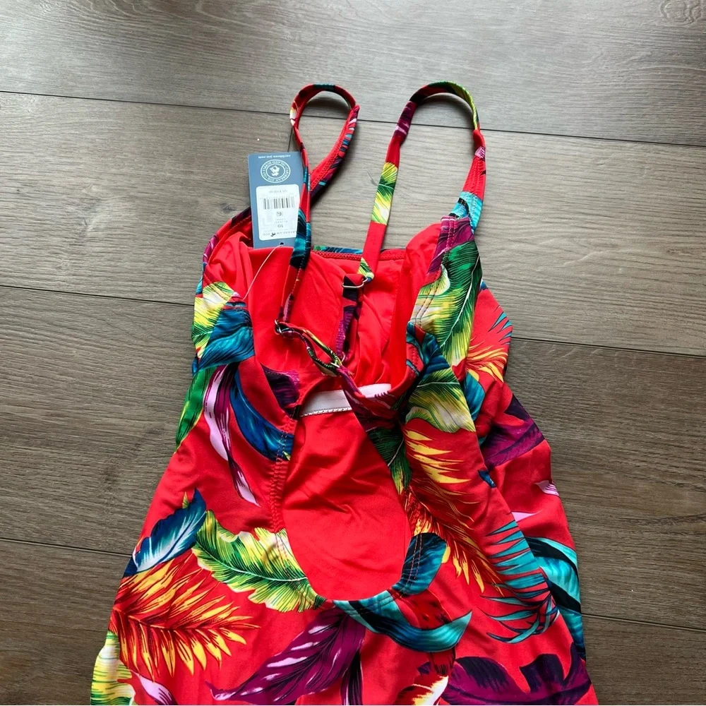 Caribbean Joe Women's Shirred One-Piece Swimsuit Floral Multicolor - Picture 7 of 7